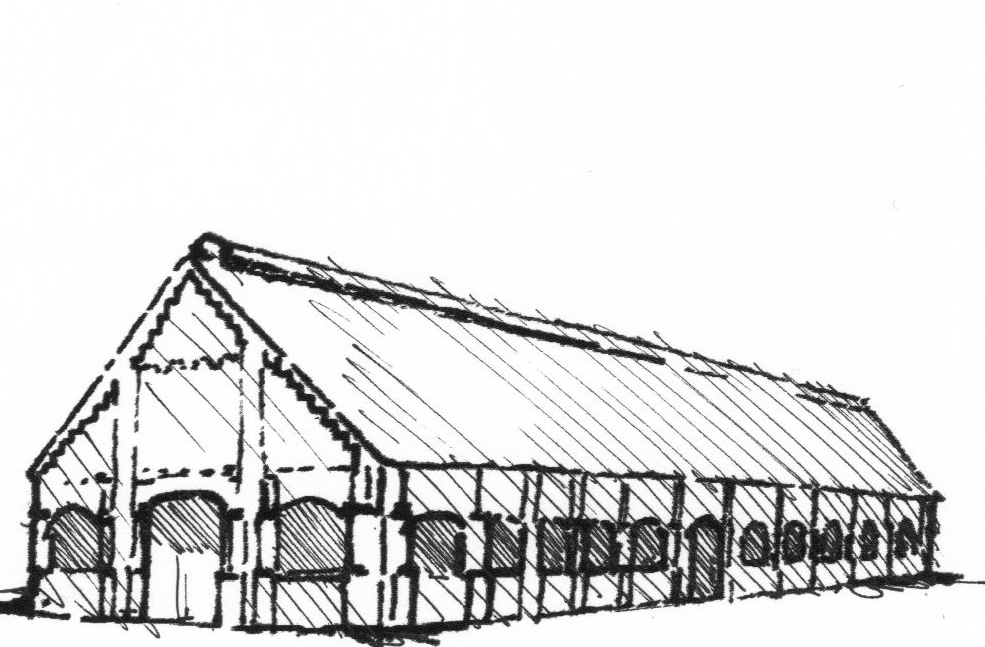 Schematische Illustration unseres Gebäudes in schwarz-weiß